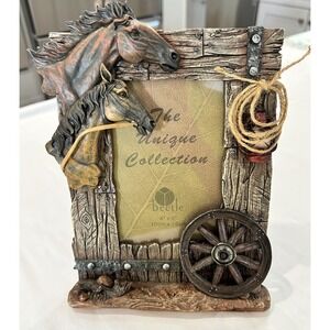 The Unique Collection 3D Horse Western Cowboy Country Picture Frame 4x6 Photos